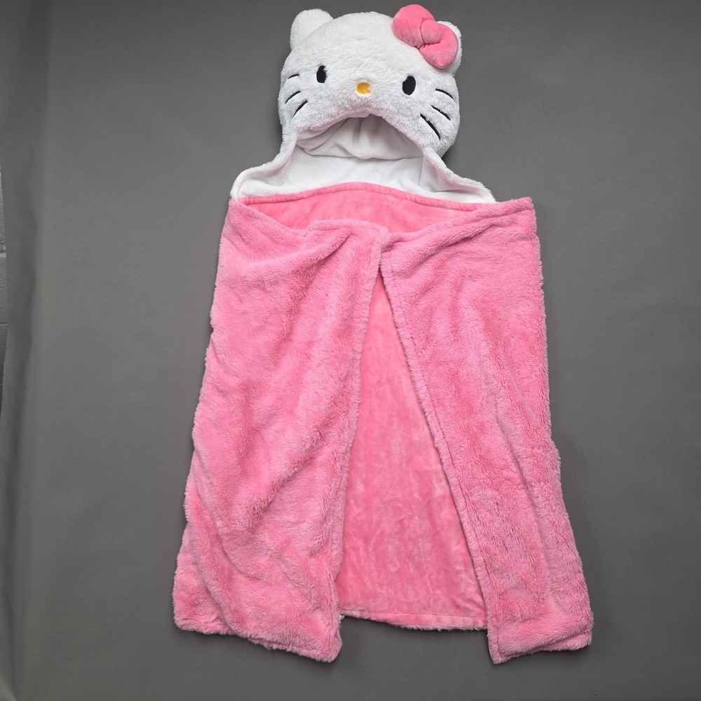 Hello Kitty Pink Faux Fur Hooded Throw Blanket Sanrio Franco Manufacturing Co